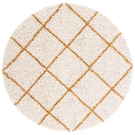 Safavieh 7 x 7 ft. Hudson Shag Power Loomed Round Area Rug; Ivory & Gold SGH281E-7R